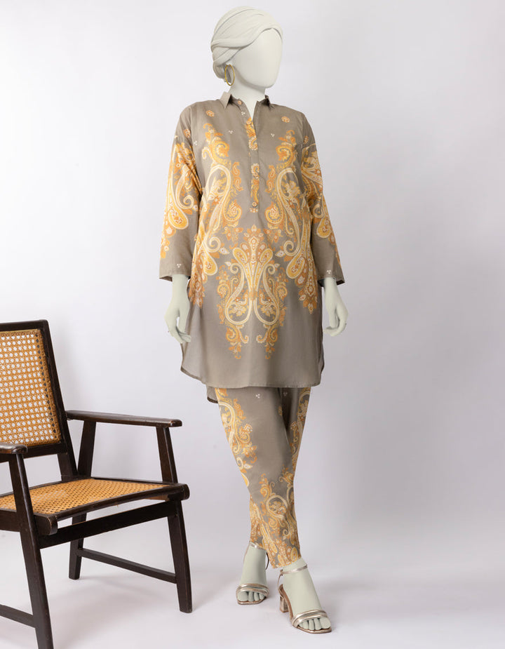 Lawn Grey Stitched Suit - J. Junaid Jamshed