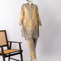 Lawn Grey Stitched Suit - J. Junaid Jamshed