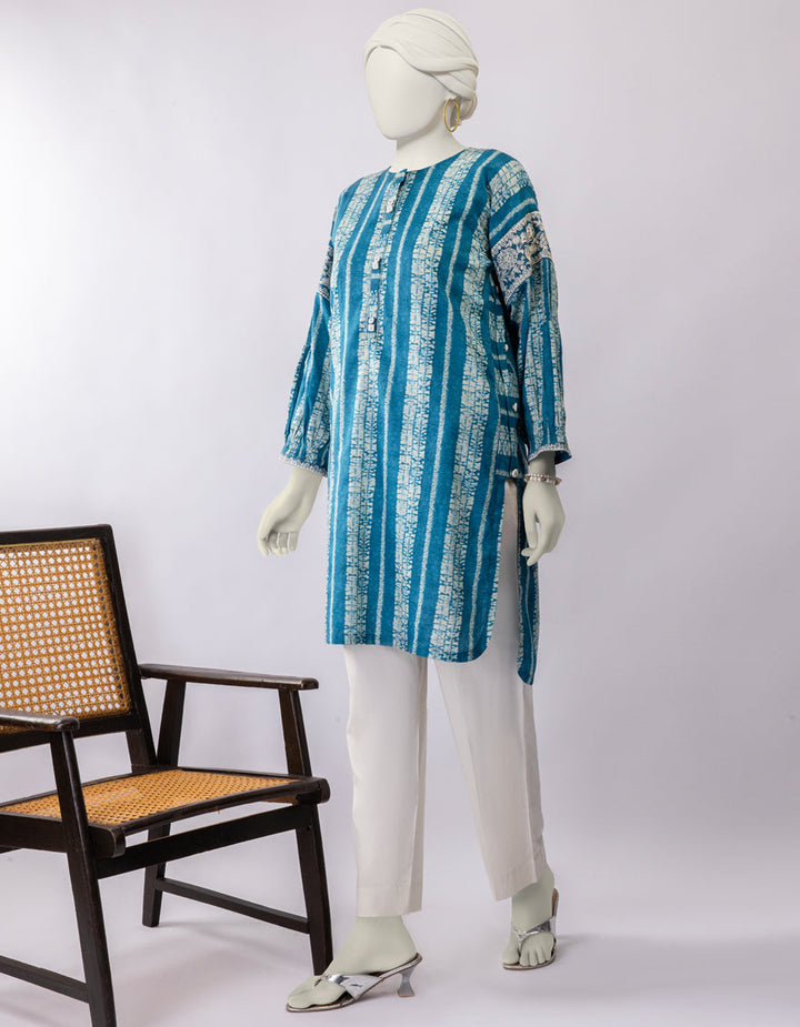 Lawn Blue Stitched Suit - J. Junaid Jamshed