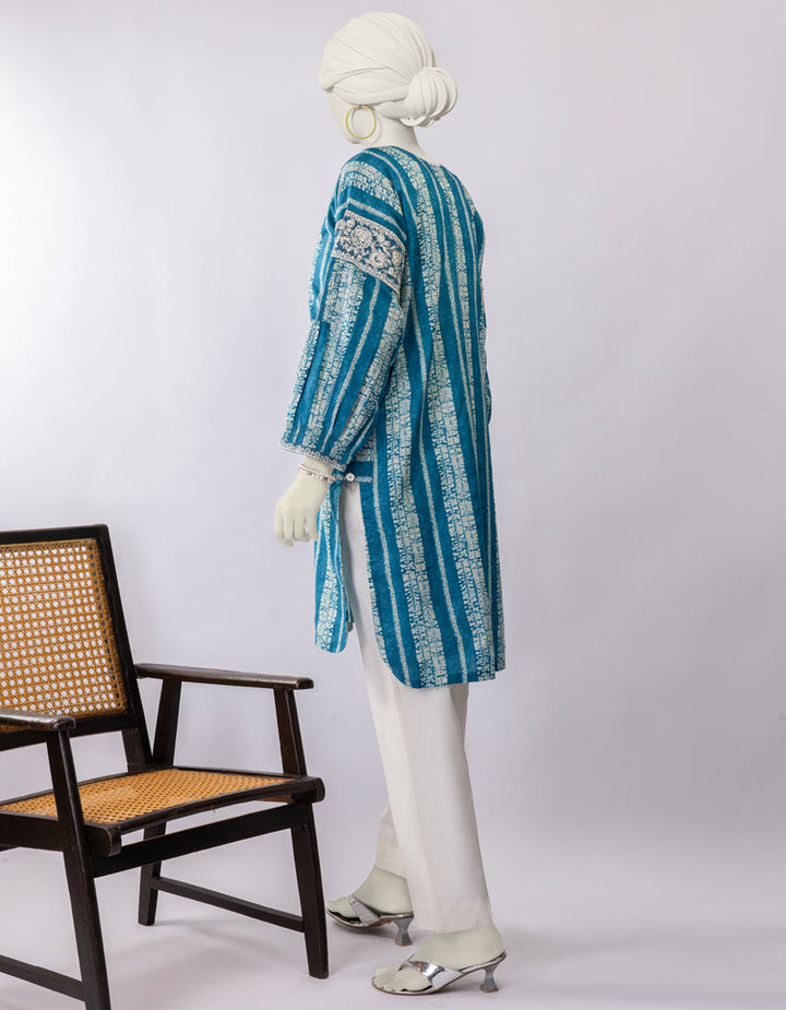 Lawn Blue Stitched Suit - J. Junaid Jamshed
