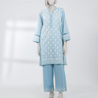 Lawn Blue Unstitched Suit - J. Junaid Jamshed