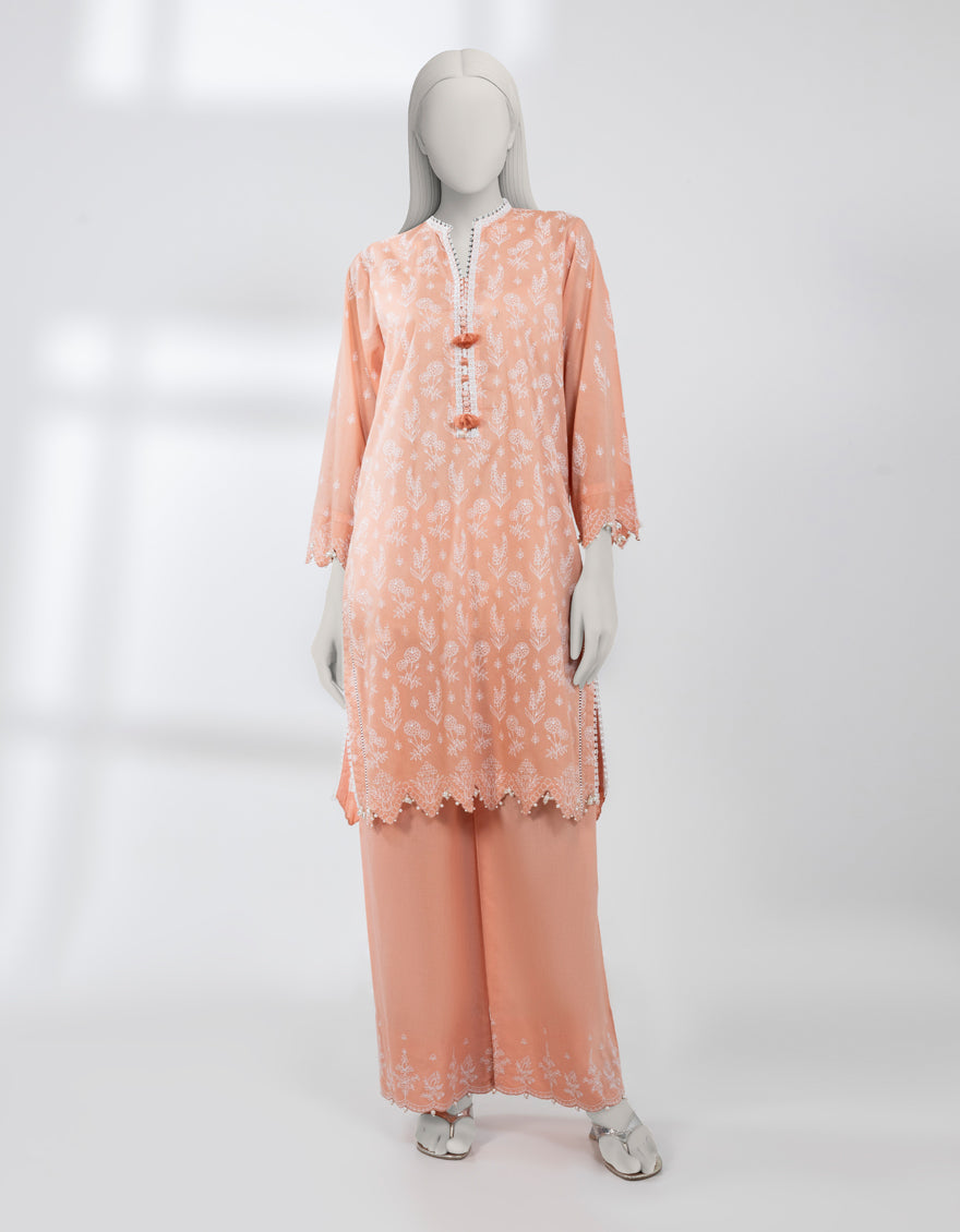 Lawn Peach Unstitched Suit - J. Junaid Jamshed