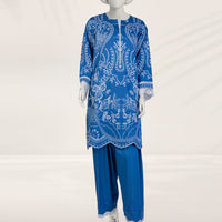 Cambric Blue Unstitched Suit - J. Junaid Jamshed