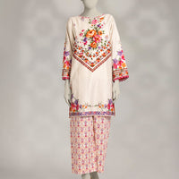 Dobby White Stitched Suit - J. Junaid Jamshed