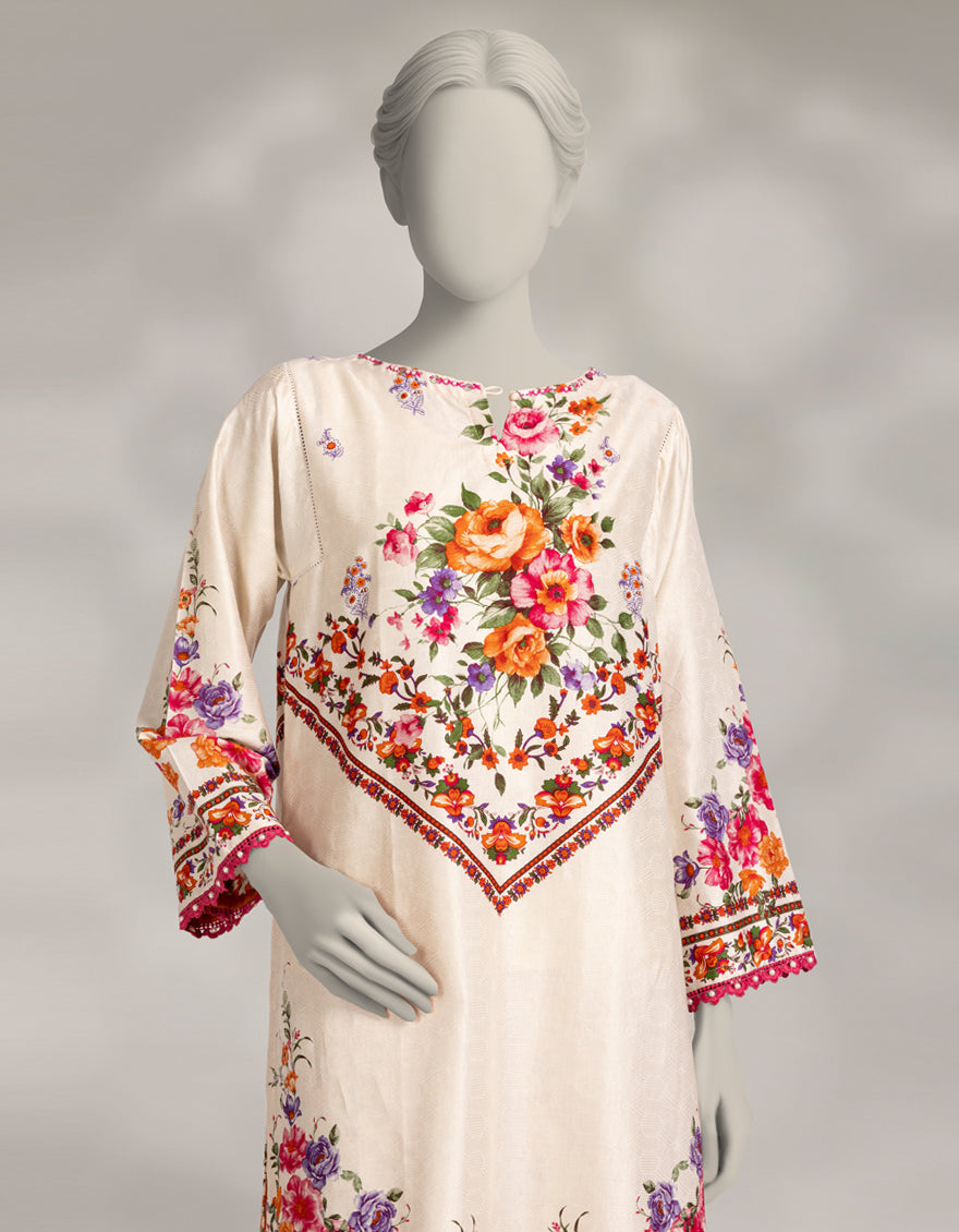 Dobby White Stitched Suit - J. Junaid Jamshed