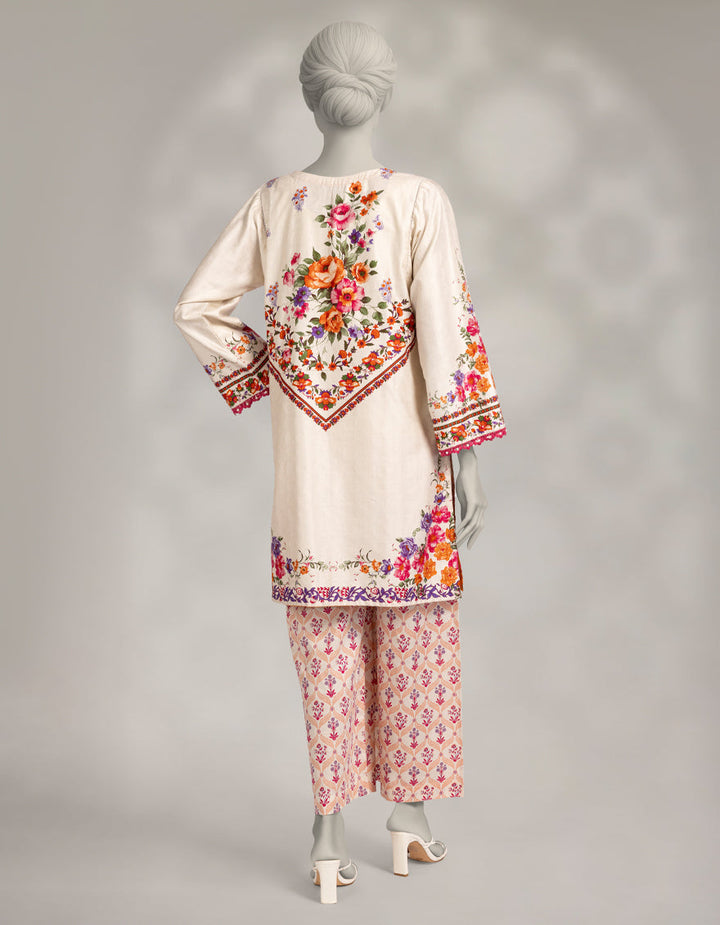 Dobby White Stitched Suit - J. Junaid Jamshed