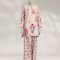 Dobby Pink Stitched Suit - J. Junaid Jamshed