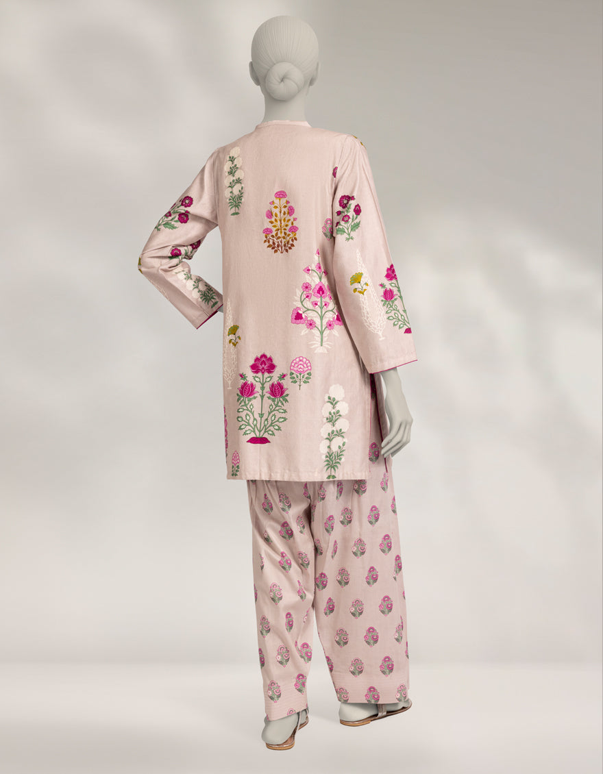 Dobby Pink Stitched Suit - J. Junaid Jamshed