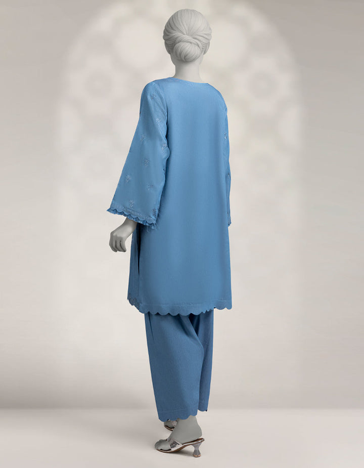 Denim Blue Stitched Suit - J. Junaid Jamshed