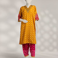 Raw Silk Yellow Stitched Suit - J. Junaid Jamshed