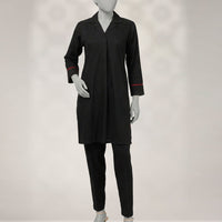 Cambric Black Stitched Suit - J. Junaid Jamshed