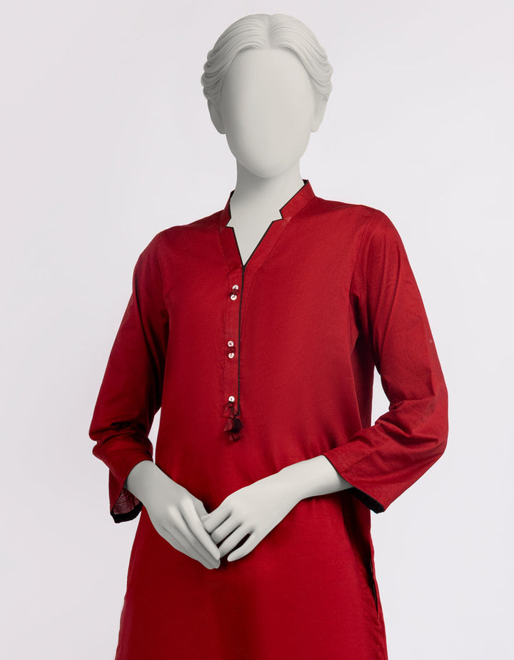 Cambric Maroon Stitched Suit - J. Junaid Jamshed