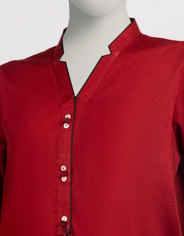 Cambric Maroon Stitched Suit - J. Junaid Jamshed