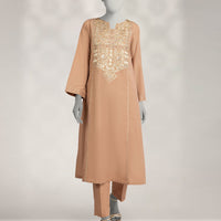 Raw Silk Brown Stitched Suit - J. Junaid Jamshed