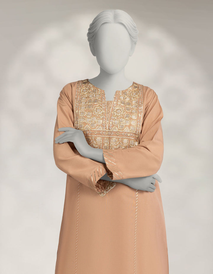 Raw Silk Brown Stitched Suit - J. Junaid Jamshed