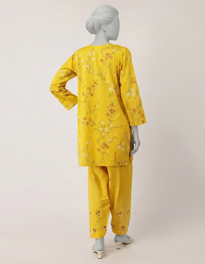 Cambric Yellow Stitched Suit - J. Junaid Jamshed