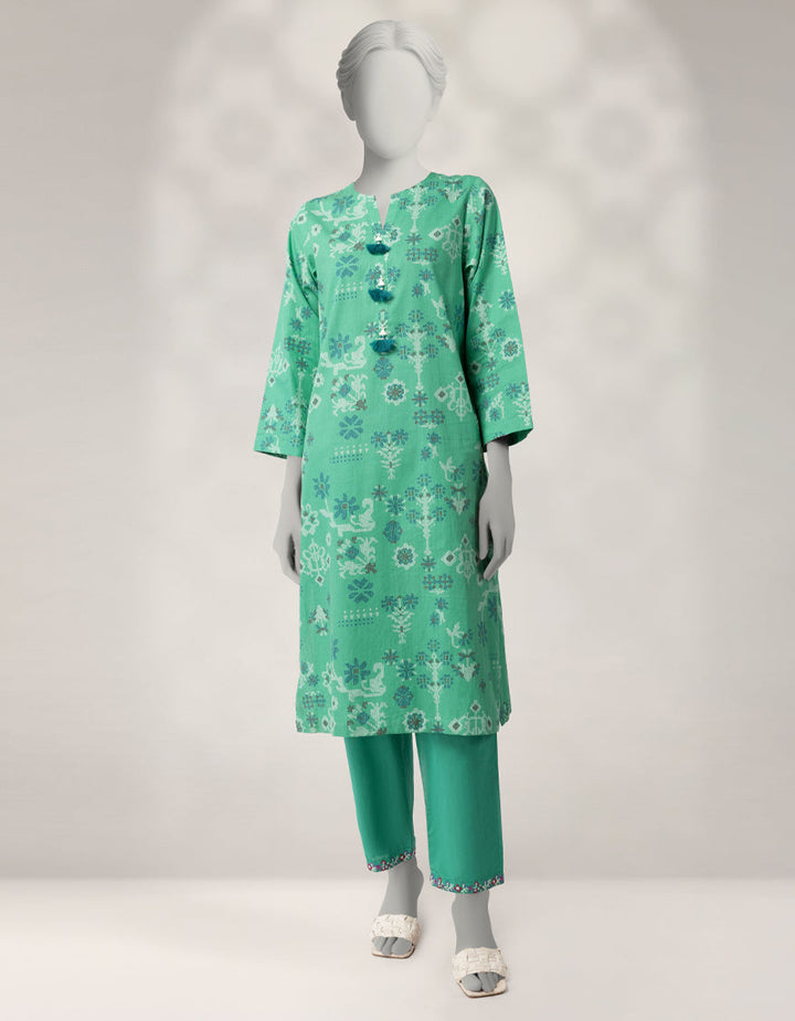 Cambric Green Stitched Suit - J. Junaid Jamshed