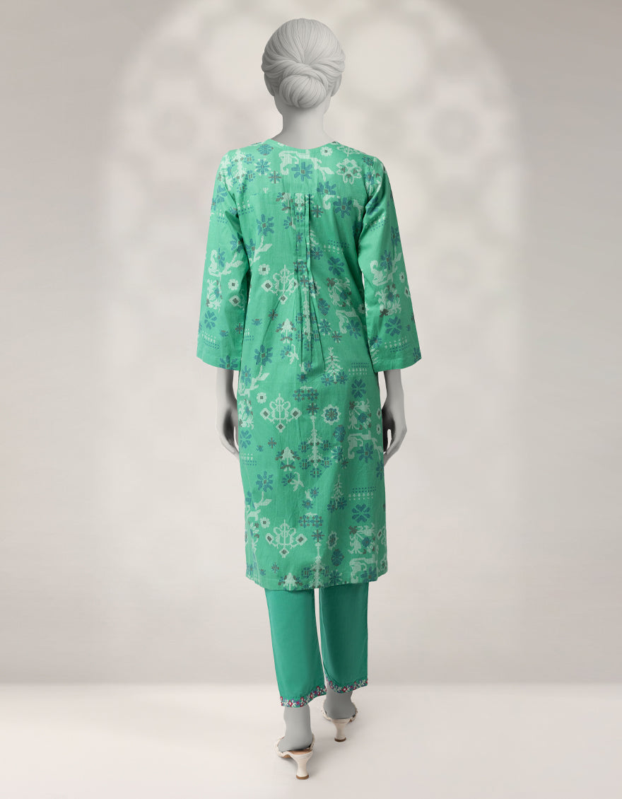 Cambric Green Stitched Suit - J. Junaid Jamshed