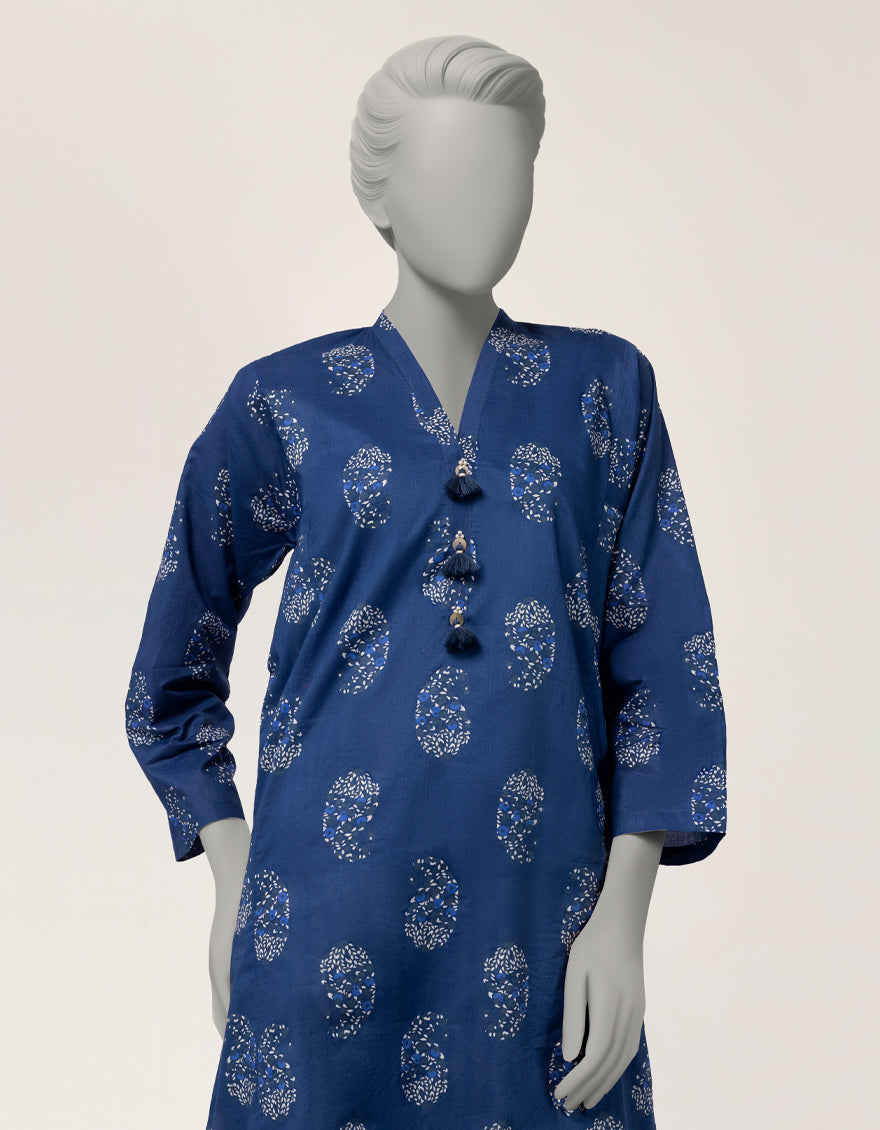 Lawn Blue Stitched Suit - J. Junaid Jamshed