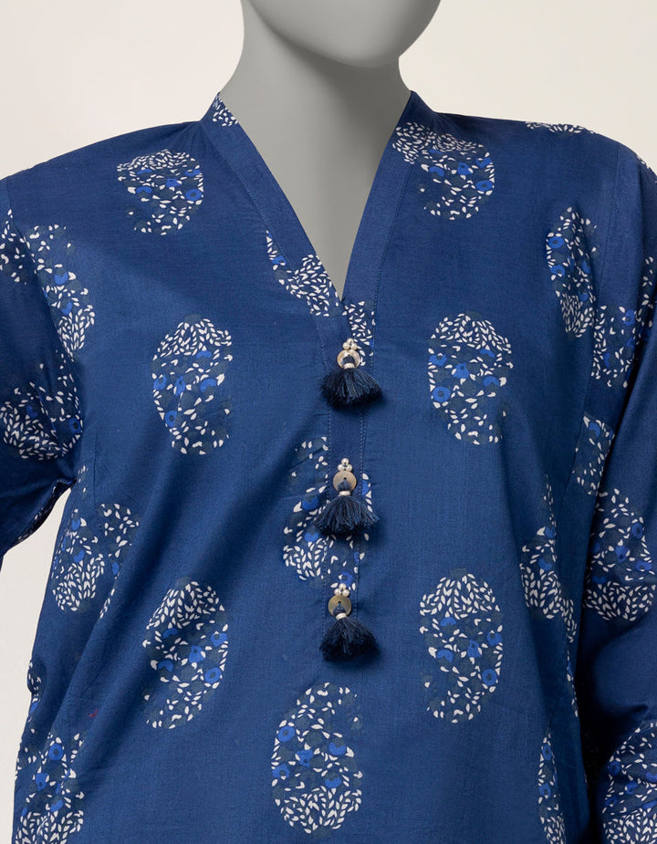 Lawn Blue Stitched Suit - J. Junaid Jamshed
