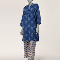 Lawn Blue Stitched Suit - J. Junaid Jamshed