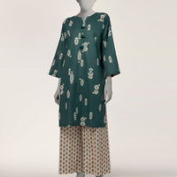 Lawn Teal Stitched Suit - J. Junaid Jamshed