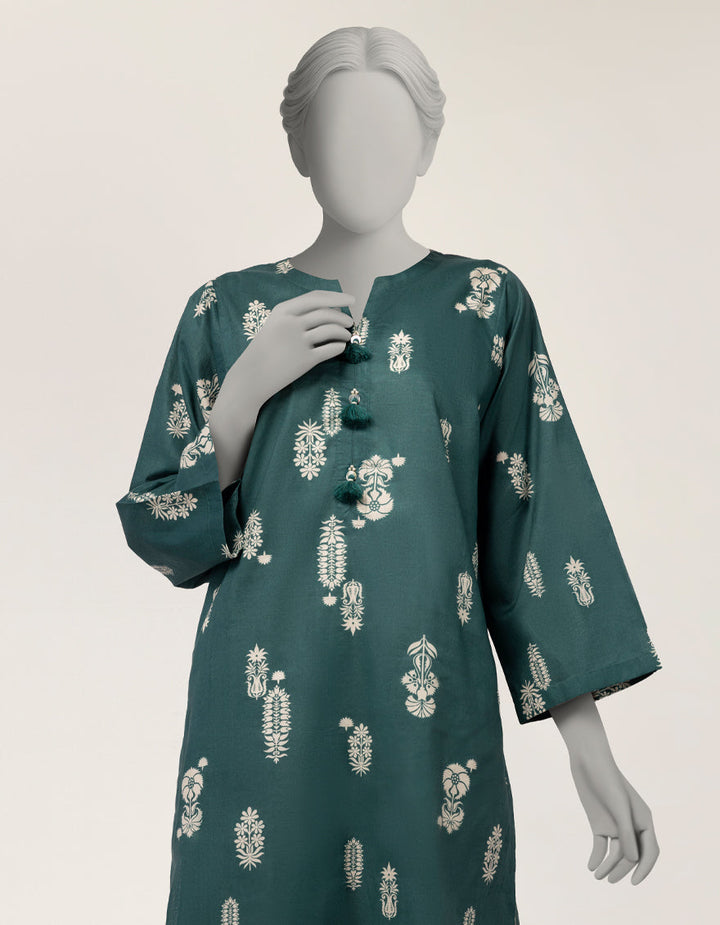 Lawn Teal Stitched Suit - J. Junaid Jamshed