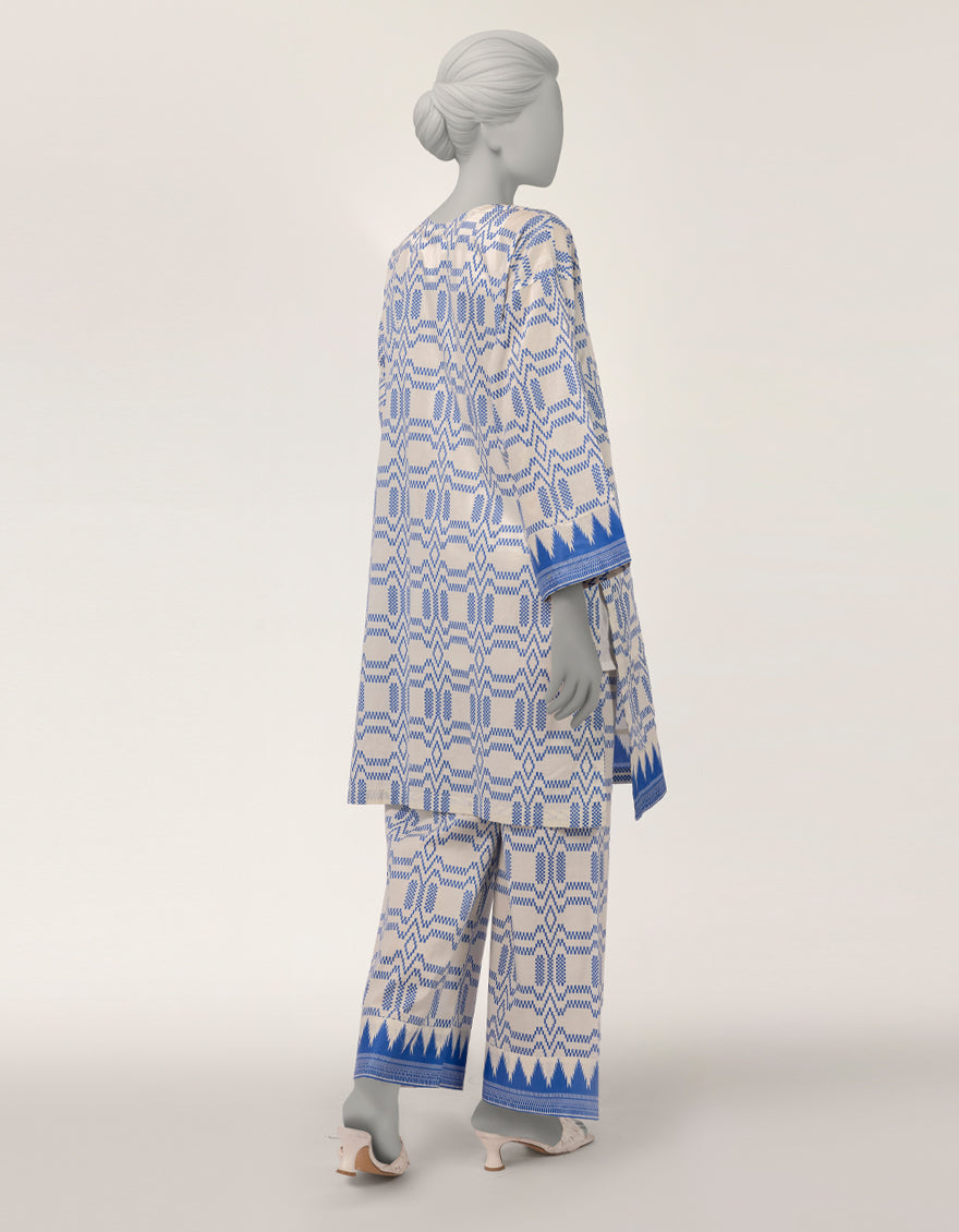 Lawn Off White Stitched Suit - J. Junaid Jamshed