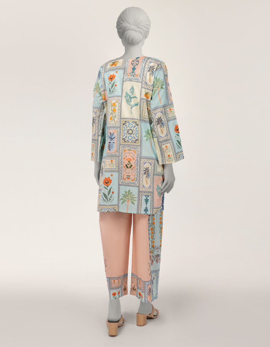 Dobby Multicolor Stitched Suit - J. Junaid Jamshed