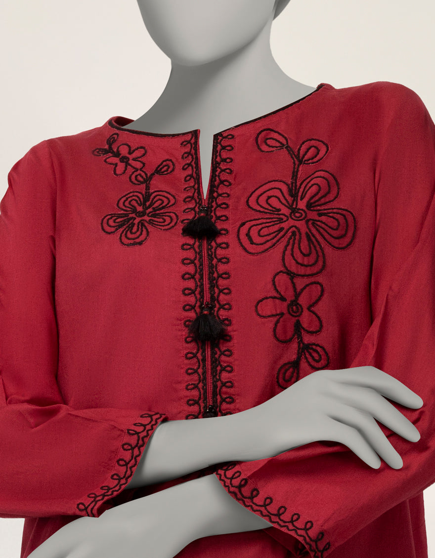 Lawn Maroon Stitched Suit - J. Junaid Jamshed