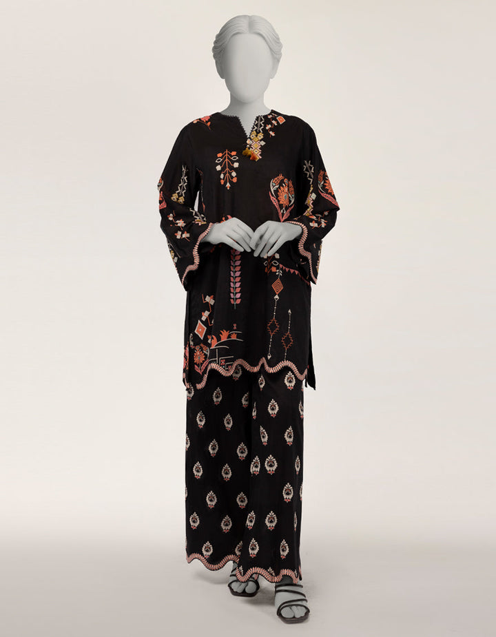 Lawn Black Stitched Suit - J. Junaid Jamshed