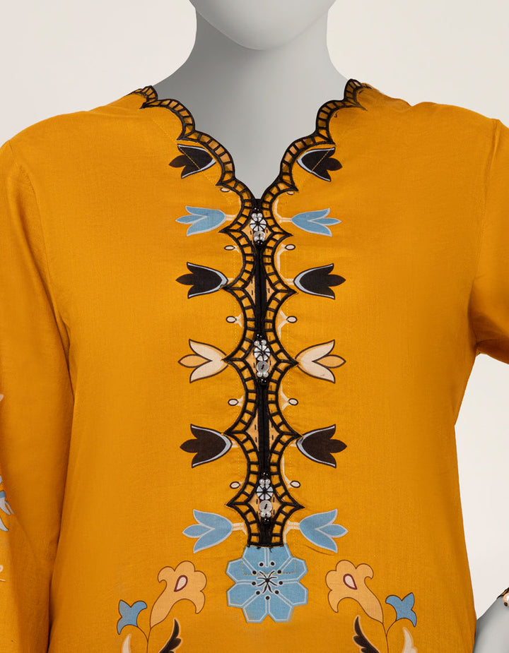 Lawn Yellow Stitched Suit - J. Junaid Jamshed