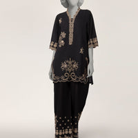 Lawn Black Stitched Suit - J. Junaid Jamshed