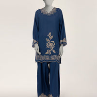 Lawn Blue Stitched Suit - J. Junaid Jamshed