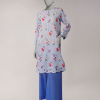 Lawn Blue Unstitched Suit - J. Junaid Jamshed