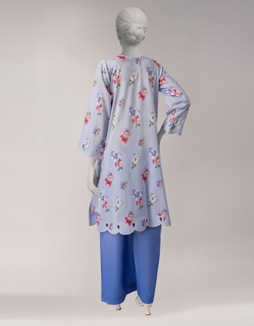 Lawn Blue Unstitched Suit - J. Junaid Jamshed