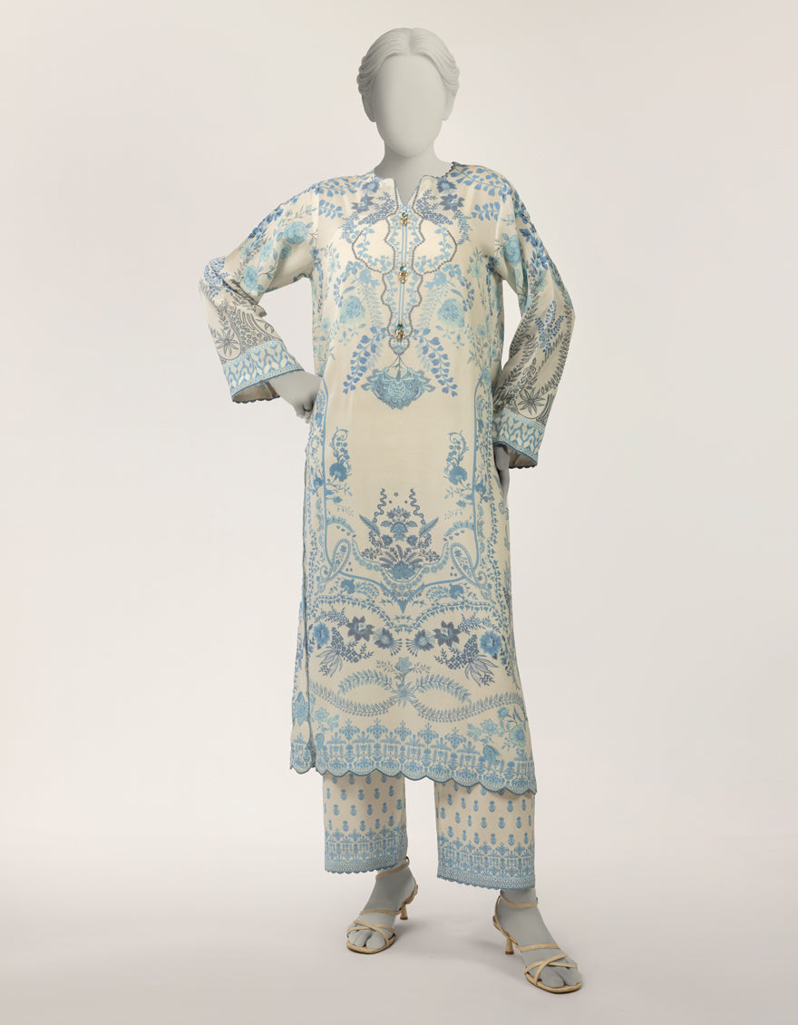Maple Silk White Stitched Suit - J. Junaid Jamshed
