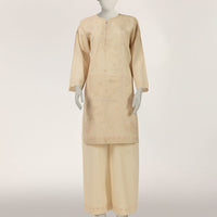 Lawn Beige Stitched Suit - J. Junaid Jamshed