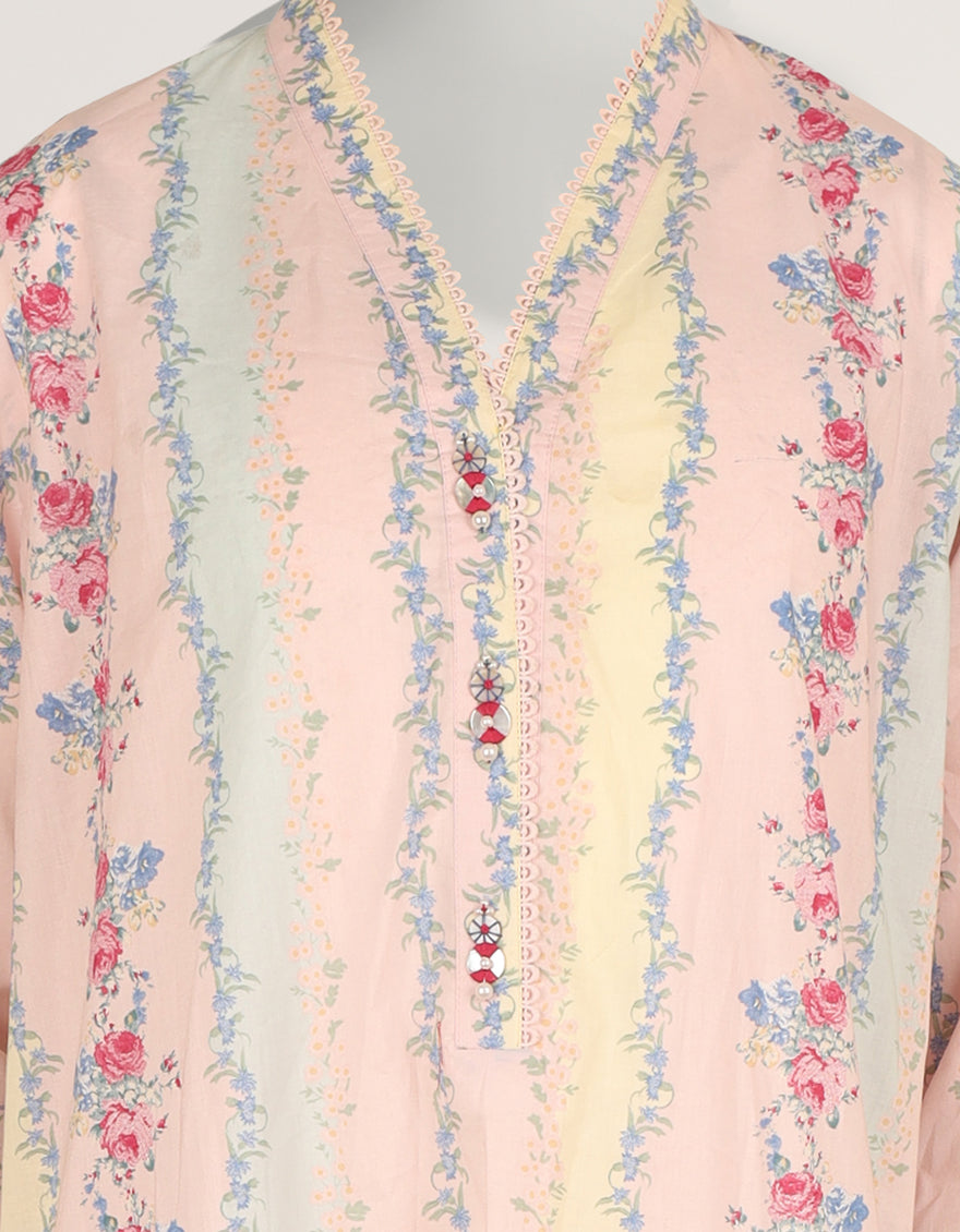 Lawn Multicolor Stitched Suit - J. Junaid Jamshed
