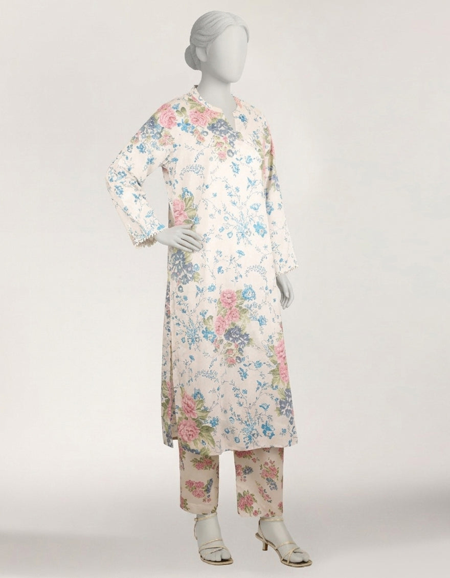 Lawn White Stitched Suit - J. Junaid Jamshed