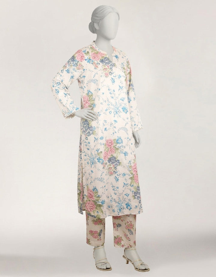 Lawn White Stitched Suit - J. Junaid Jamshed