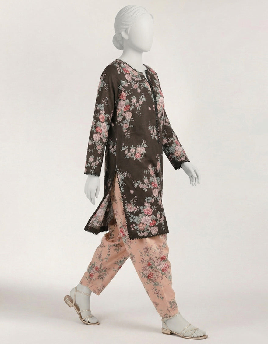 Lawn Black Stitched Suit - J. Junaid Jamshed