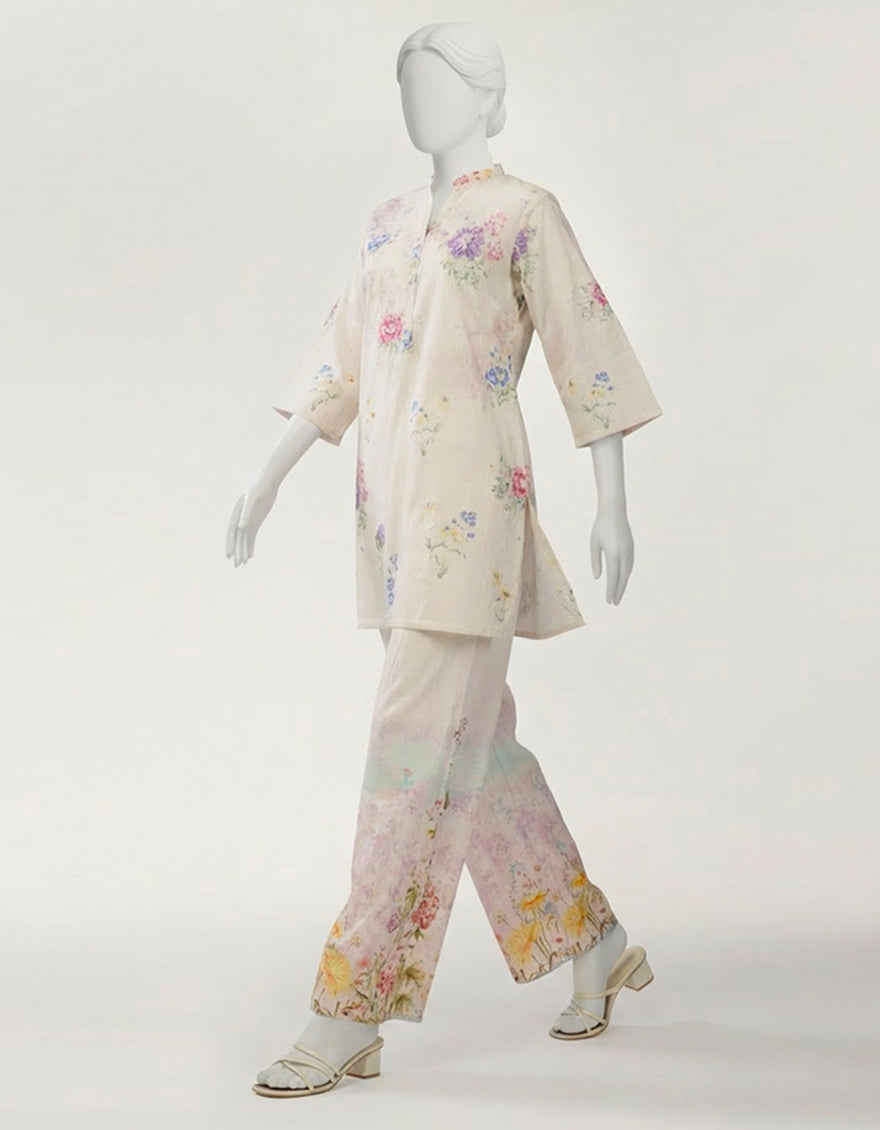 Seersucker Pink Stitched Suit - J. Junaid Jamshed