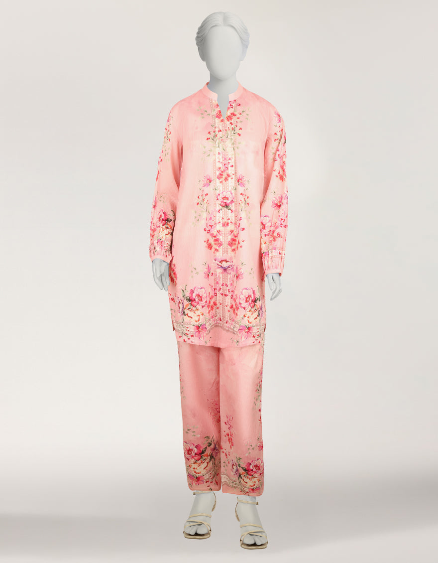 Seersucker Pink Stitched Suit - J. Junaid Jamshed