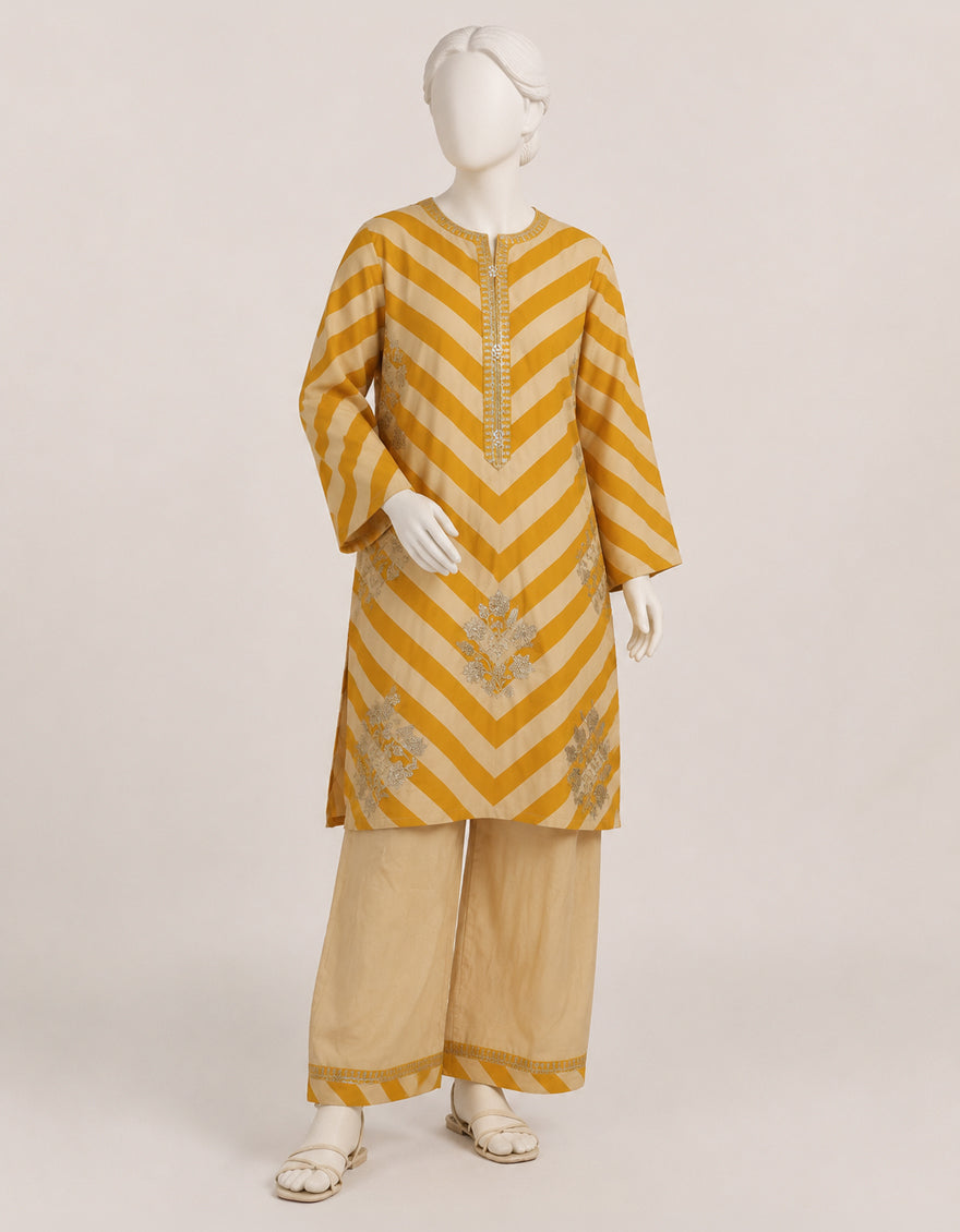 Silk Multicolor Stitched Suit - J. Junaid Jamshed