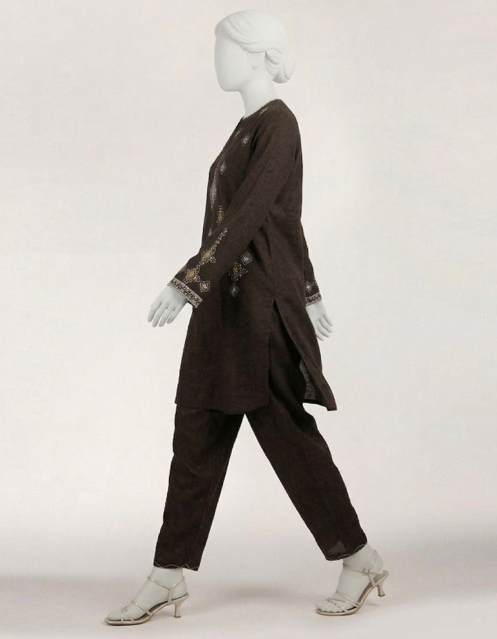 Dobby Black Stitched Suit - J. Junaid Jamshed