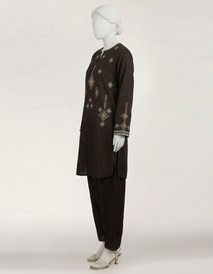 Dobby Black Stitched Suit - J. Junaid Jamshed