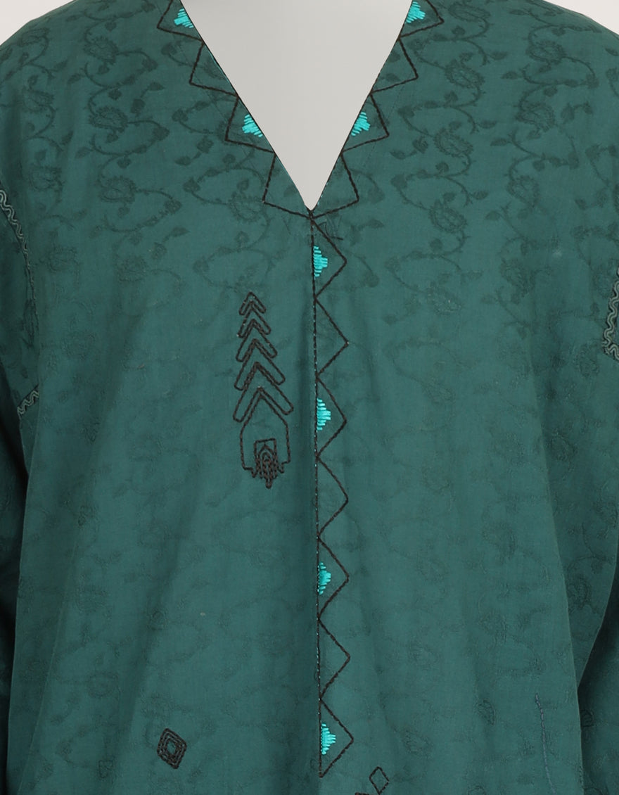 Dobby Green Stitched Suit - J. Junaid Jamshed