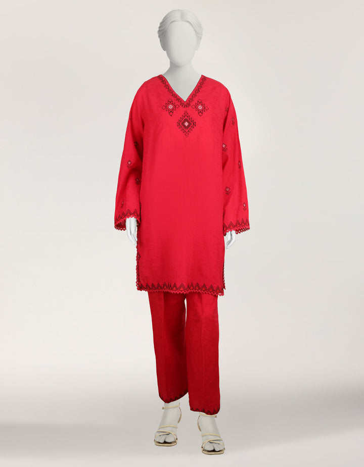 Dobby Pink Stitched Suit - J. Junaid Jamshed