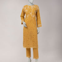 Textured Mustard Unstitched Suit - J. Junaid Jamshed